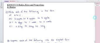 Kssm Form 1 Mathematics Chapter 4 Ratios Rates And Proportions Facebook