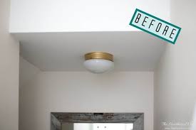 Here's a look up close of the bathroom vanity light cover. Diy Ceiling Light Shades Aka Hide Your Ceiling Hooters The Heathered Nest