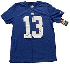 Odell Beckham Jr Signed Giants T-Shirt With Eli Manning Cullen Jenkins Autograph