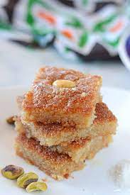 Grease and line an 8 inch spring form tin with baking paper. Basbousa Semolina Cake Amira S Pantry