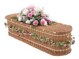 Wicker casket with lidmedium natural handmade beauty case. Wicker Coffin Garland The Biggin Hill Florist Westerham Kent