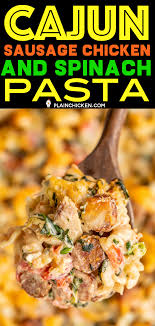 Cajun Sausage Chicken And Spinach Pasta Seriously Delicious Pasta Andouille Sausage Chic Cajun Sausage Chicken Spinach Pasta Chicken Dinner Party Recipes