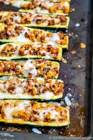 9 · 70 minutes · sausage stuffed zucchini boats are perfect for summer zucchinis, stuffed with lean italian chicken sausage, then topped with marinara sauce and mozzarella cheese. Keto Sausage Stuffed Zucchini Boats Recipe Easy Low Carb