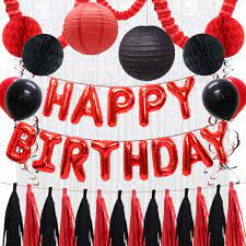 Check spelling or type a new query. Amazon Com Happy Birthday Balloons Decorations Banner For Women Girls Red Black Paper Tissue Tassels Party Balloons Paper Lanterns Honeycomb Balls Hanging Party Swirls Foil Fringe Curtains Clover Garland Toys Games
