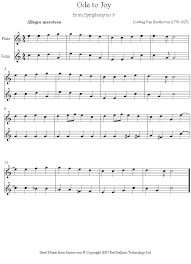 Beethoven Ode To Joy Theme From 9th Symphony Sheet Music For Violin Flute Duet Sheet Music Saxophone Sheet Music Flute Sheet Music