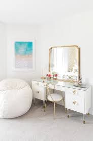 Gray Desk Gold Knobs Design Ideas