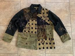 Mirasol Womens Medium Silk Blend Button Blouse Patchwork Floral Animal  Print | eBay