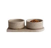 Travertine Pet Bowl Set