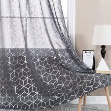 Walmart.com has been visited by 1m+ users in the past month Grey Sheer Curtains For Living Room Foil Print Voile 84 Inches Long Window Curtain Panels Bedroom Geometric Design Rod Pocket Brainy Pattern Curtain Sheers 2 Panels Dark Grey Buy Online In Samoa At