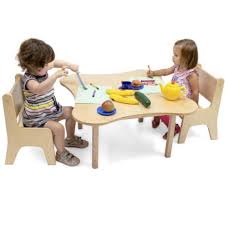 Kids' table & chair sets. Wood Tables And Wooden Chair At Daycare Furniture Direct Wooden Toddler Table And Wood Chairs For Childcare Seating And School Classrooms
