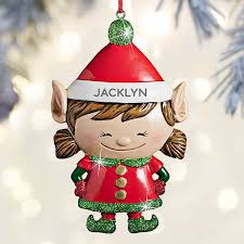 Great range of gifts, books and toys. Girl Christmas Elf Personalized Ornament