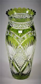 Val Saint Lambert Vase Leon En Cristal Clair Double Vert De Chine Taille Andover 1900 H 35 Cm Art Glass Vase Antique Glass Gorgeous Glass