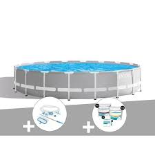 Kit Piscine Tubulaire Intex Prism Frame Ronde 6 10 X 1 32 M Kit D Entretien Kit De Traitement Au Chlore Gris Clair Achat Vente Piscine Kit Piscine Tubulaire Intex Cdiscount
