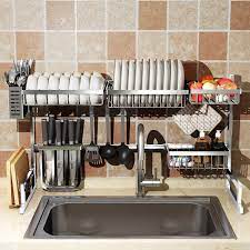 Metal kitchen sink counter unit displays for craft. Amazon Com Over Sink 24 40 Dish Drying Rack Adjustable Drainer Shelf Utensil Holder For Kitchen Supplies Storage Counter Organizer Space Save Stainless Steel Display 24 Sink Size 40inch Silver Kitchen Dining