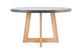 Marina 130cm Round Dining Table Concrete Top With Natural Oak Legs Lounge Lovers Concrete Top Dining Table Grey Round Dining Table Dining Table