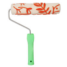 Filling a dry roller cover with paint will require five or six repetitions. J P Spring Design Pattern Roller For Texture Wall Painting 9 Inches Orange And White Amazon In Home Improvement