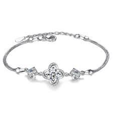 The sponsored listings displayed above are served automatically by a third party. Menoa Four Leaf Clover Bracelet Design 6 4inches Expandable Rhinestone White Gold Plated Lover Mom Gift