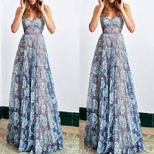 Printed High Waist And Large Swing Evening Dress Prom Dresses Sleeveless Prom Dresses Long Lace Backless Prom Dresses