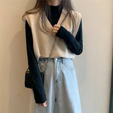 Explore our only lovely itmes and stylish clothing at cheap online shop & store for women. Closette Mock Neck Long Sleeve Top V Neck Knit Vest Yesstyle Fashion Inspo Outfits Fashion Fashion Outfits
