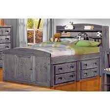 Driftwood Rustic Full Storage Bed With 1 Under Bed Dresser Fort Full Bed With Storage Rustic Storage Bed Headboard Storage