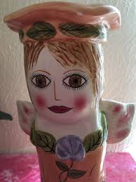 SERENA Angel Bella Casa Ganz Susan Paley HandPainted Ceramic Vase Planter  Candle