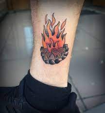 Old School Traditional Campfire Fire Tattoo Camping Tattoo Fire Tattoo Ideas
