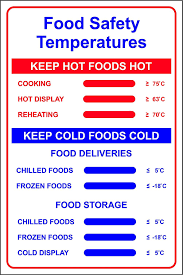 food safety temperatures sign self adhesive vinyl 200mm x 300mm