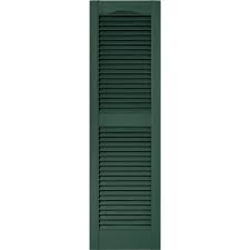 Green mcmansion with green exterior shutters. Builders Edge 14 5 In X 52 In Louvered Vinyl Exterior Shutters Pair In Forest Green 010140052028 The Home Depot