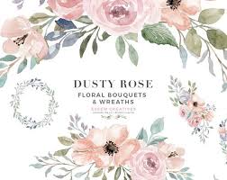 Watercolor Flower Borders Backgrounds Dusty Rose Floral Etsy Floral Watercolor Watercolor Flowers Clip Art
