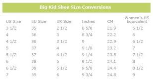 Girls Womens Shoe Size Conversion Chart Shoe Size Chart