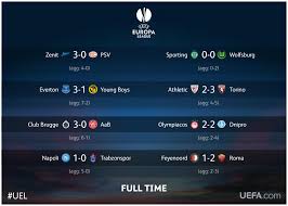 Seven of the eight ties feature first meetings between the sides. Uefa Europa League On Twitter The Complete Uel Round Of 32 Results Track The Last 16 Draw Live From 13cet On Friday Http T Co Hmqmtzllm8 Http T Co Vyoj2a6ang