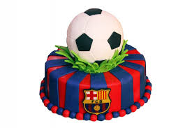 Easy instructions for making this football cake designed to look like a football field: Football Fc Barcelona Cake