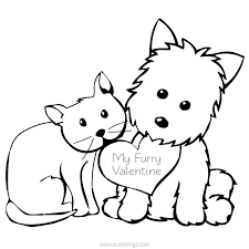 Puppy dog pals coloring pages to print. Valentines Day Coloring Pages Dog And Cat Xcolorings Com