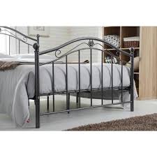 The arched shape features straight spindles and a curved center detail. Hodedah Black Silver Full Size Metal Panel Bed With Headboard And Footboard Hi804 F Black Silver The Home Depot