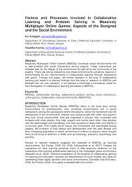 Check spelling or type a new query. Pdf Factors And Processes Involved In Collaborative Learning And Problem Solving In Massively Multiplayer Online Games Aspects Of The Designed And The Social Environment
