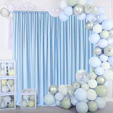 Amazon Com Baby Blue Backdrop Curtain For Baby Shower Parties Weddings Birthday Gender Reveal Blue Curtains Backdrop Drapes For Photography Photoshoot 5ft X 7ft 2 Panels Electronics