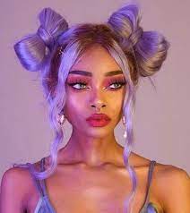 20 Women Space Bun Hairstyles You Can Copy Right Now Viviehome Aesthetic Hair Light Purple Hair Space Buns Hair