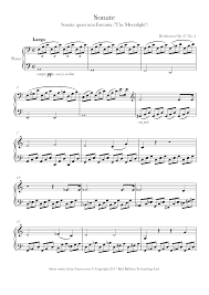 Free printable sheet music notes for easy piano for beginners. Beethoven Moonlight Sonata 1st Mvt Sheet Music For Piano 8notes Com