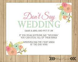 Don T Say Wedding Ring Game Bridal Shower Game Etsy Bridal Shower Games Wedding Shower Games Wedding Games Signs