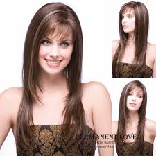 Asymmetric short trimmed silver blonde bangs. Heat Resistant Synthetic Brown Hair Blonde Highlights Long Layered Wigs With Bangs Natural Straight Wigs For White Women Ladies Wig Heat Wig Modelwig Distributor Aliexpress