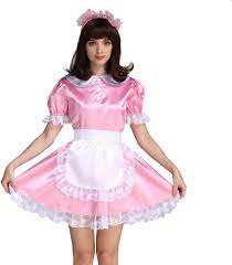 Amazon.com: GOceBaby Women Sissy Maid Pink Satin Dress Uniform Costume  (XXXL) : Clothing, Shoes & Jewelry