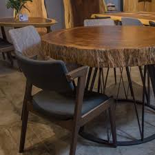 Transitional style inspired dining set. Suar Wood Circular Dining Table Masons Home Decor