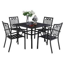 The number of circular arrangement for n objects is (n−1)!. 5pc Metal Indoor Outdoor 37 Square Dining Table With Patterned Arm Chairs 1 57 Umbrella Hole Captiva Designs Target