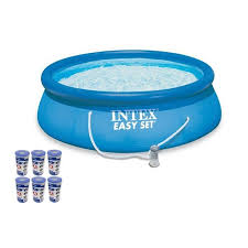 Intex 15 X 48 Inflatable Easy Set Above Ground Swimming Pool Ladder And Pump Walmart Com In 2020 Easy Set Pools Swimming Pool Kits Inflatable Pool