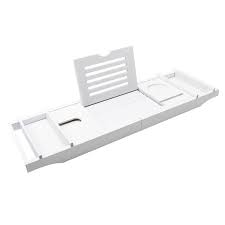 Bath caddies are nothing but trays made of either wood, metal or some other material which that usually sit across the breath of your bath tub and in which you can place the modern bathtub caddy is designed not only to provide good utility but also increase the looks and décor your bathroom. Bathtub Caddy Tray Adjustable Bamboo Spa Bathtub Caddy Organizer Book Glass Holder Tablet Or Smartphone Bracket Bath Organizer Nonslip Bottom Extendable Sides Walmart Canada