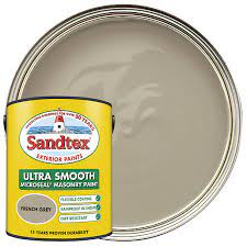 Lightly sand the surface to improve the paint's adhesion. Sandtex Ultra Smooth Masonry Paint French Grey 5l Wickes Co Uk