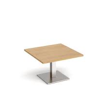 This rectangular glass and oak coffee table was followed quickly by the amazonica which is our square oak coffee table so we could then build solid oak coffee tables for customers with rooms of any size and shape. Brescia Square Coffee Table With Flat Square Brushed Steel Base 800mm Oak