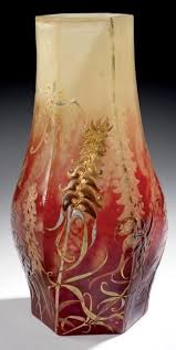 Ventes Aux Encheres Paris Emile Galle 1846 1904 Vase Hexagonal Epreuve En Verre Multicouche Et Em Art Nouveau Emile Galle Verre