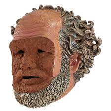 Robert Arneson, (American, 1930-1992), Mask with Clay Mask, 1975, ceramic,  15"h x 14"w x 5"d