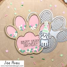 The square easel stamp in painter's palette is actually perfect to combine with the square dies to create a stamped frame for your shaker cards. Shaker Card Lisa Mears Designs